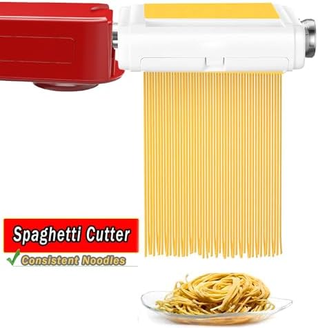 Pasta Maker Attachment for Kitchenaid Mixers, Noodle Maker 3 in 1 Set of Pasta Sheeter Fettuccine Cutter Spaghetti Cutter and Cleaning Brush, Kitchen aid Mixer Accessories White