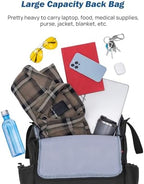 JOYTUTUS Wheelchair Bag, Wheelchair Backpack, Wheelchair Accessories Bag with Cup Holder, Storage Bag with Reflective Stripe and Shoulder Strap for Walker Rollator (14.6 * 13.8 * 5.5 in)