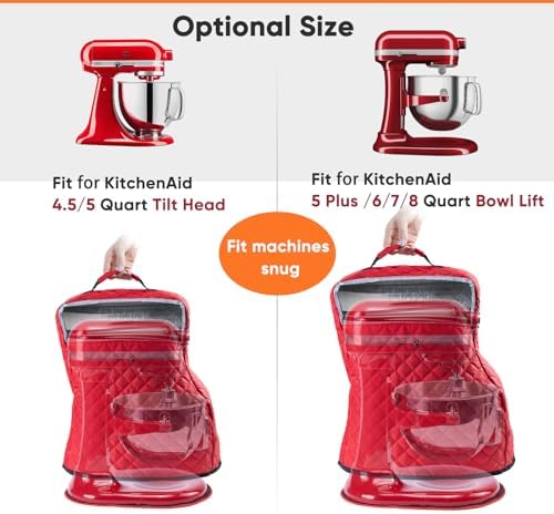 BAGSPRITE Stand Mixer Cover with Appliance Sliders Compatible with KitchenAid Mixer 4.5/5 Quart with Pockets for Kitchen Aid Accessories and Attachments