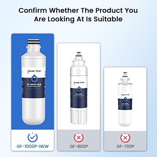 GLACIER FRESH LT1000PC Replacement Water Filter, Compatible with LT1000PC/PCS, LT1000PC, LT-1000PC, MDJ64844601, ADQ747935 ADQ74793504 Filter and LT120F ADQ73334008 Fresh Air (3+3)