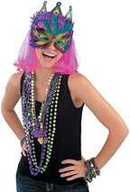 4E's Novelty 72 Pack Bulk Mardi Gras Beads Necklaces Purple Green Gold Beads, 33 Inches Long 7mm Thick, Tree Decoration, Party Favors Supplies, Costume Accessories (72)