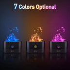 Colorful Flame Air Aroma Diffuser Humidifier, Upgraded 7 Flame Colors Noiseless Essential Oil Diffuser for Home,Office,Yoga with Auto-Off Protection 180mL (8Hours Black)