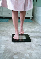 Extra Wide Glass Talking Digital Scale | The Bathroom Scale That Talks | Accurate Visual & Voice Display Digital Scale for Body Weight | 395 Pounds Max | Wide Width Tamper Glass | Large LCD Display