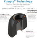 Comply TrueGrip | Premium Memory Foam Replacement Earbud Tips for Sennheiser Momentum 3, 4, ACCENTUM | Enhanced Comfort, Secure Fit, Superior Noise Isolation, Cleaning Tool | Black (S/M/L) (3 Pairs)