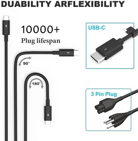 65w 45w USB-C Type C Laptop Charger Replacement for Dell Latitude 7275 7370 5420 5285 5290 5520 XPS 13 9250 9360 9365 9370 9380 9350 9550 Chromebook 3100 3400 5190 la65nm170 02YK0F Adapter Power Cord