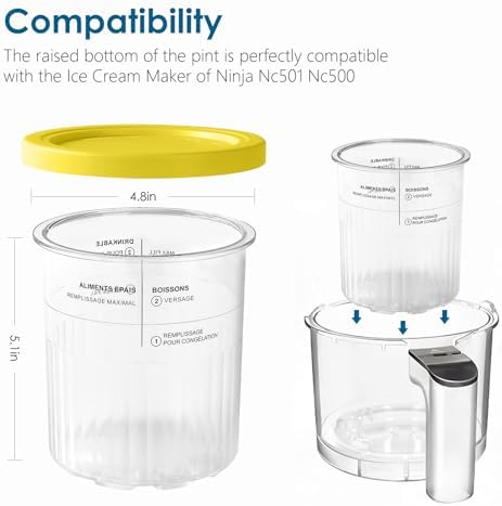vione Replacement for Ninja Creami Deluxe Pints and Lids – 2 pack, 24 oz. Pint Containers Compatible with NC501, NC500 Series – BPA Free, Dishwasher Safe, Assorted Colors