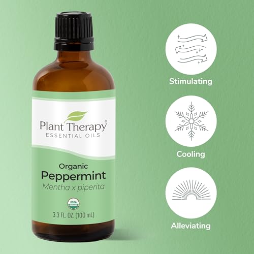 Plant Therapy Organic Peppermint Essential Oil 100% Pure, USDA Certified Organic, Undiluted, Natural Aromatherapy, Therapeutic Grade 100 mL (3.3 oz)