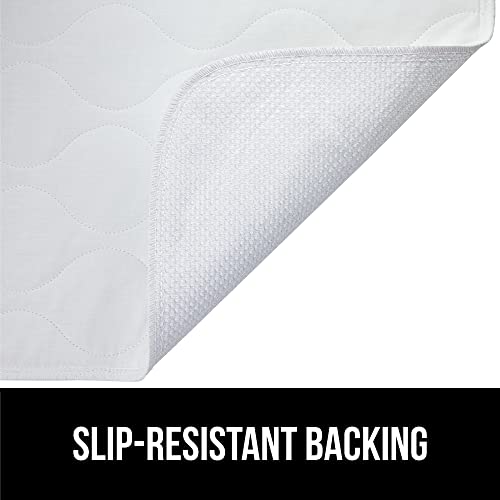 Gorilla Grip Washable Toddler Mattress Incontinence Pads, Reusable Waterproof Bed Underpads, Absorbent Leak Proof, 52x44, Slip Resistant Pad Protector Absorbs 11 Cups for Bedwetting Elderly Kids White