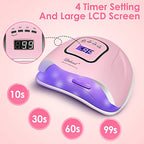 UV Gel Nail Lamp,150W UV Nail Dryer LED Light for Gel Polish-4 Timers Professional Nail Art Accessories,Curing Gel Toe Nails (Pink)