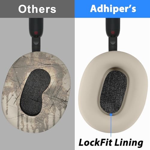 Adhiper 3 Set Case Cover for Sony WH-1000XM5 Headphones,Embody EarPad Cover/Ear Cover/Headband Cover/Headband Cushion Protector,Sweat Proof Soft Silicone Headphones Accessories（Off White）