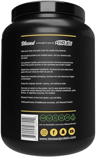 Blessed Vegan Protein Powder - Plant Based Protein Powder Meal Replacement Protein Shake, 23g of Pea Protein Powder, Dairy Free, Gluten Free, Soy Free, No Sugar Added, 30 Servings (Banana Bread)