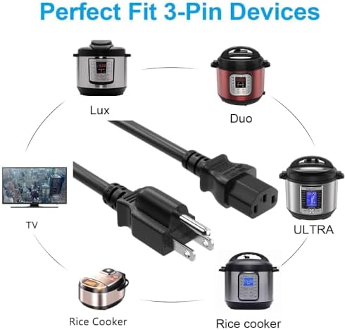 [UL Listed] Replacement Power Cord - 3.3FT Power Cable for Farberware Percolator Coffer Maker FCP240 FCP280, Cuisinart Percolator PRC-12, Instant Pot, Electric Pressure Cooker and More Home Appliances