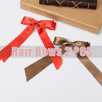 Large Double Hair Bows 2 PCS Satin Ribbon Bow for Women,Hair Bows for Women,Hair Ribbons,Oversized Long-tail Cute Aesthetic Hair Accessories,Large Hair Barrettes for Women（ Black,White）