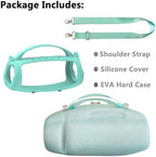 Silicone Cover and Hard Travel Case for JBL Charge 4 / Charge 5 Portable Bluetooth Speaker Accessories (Teal Case, NOT for Wi-Fi Version)