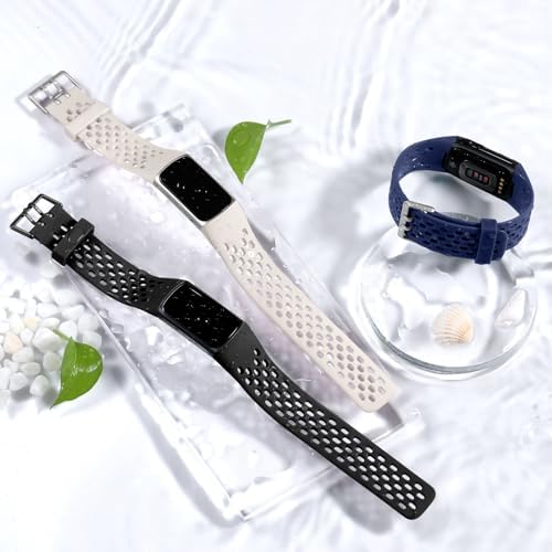 Maledan Compatible with Fitbit Charge 5/ Fitbit Charge 6 Bands Women Men, Breathable Sport Band Soft Waterproof Replacement Wristbands Strap for Fitbit Charge 5/ Charge 6 Advanced Fitness Tracker