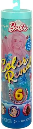 Barbie Color Reveal Doll & Accessories with 6 Unboxing Surprises, Mermaid Series with Color-Change Bodice