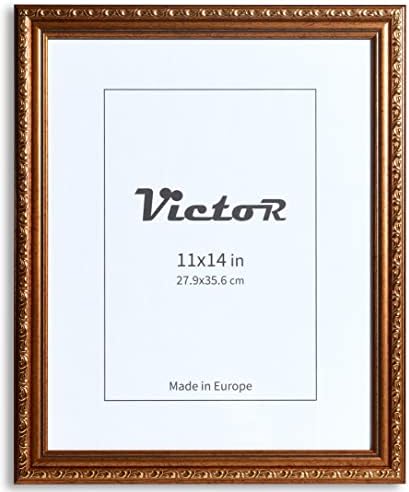 VictoR Picture Frame Chagall 11x14 Brown Gold - Baroque Picture Frame for Photos in Size 11x14 Inch - Vintage Design with Shatterproof Acrylic Glass - Antique - Baroque
