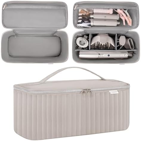 Travel Carrying Case for Hair Dryer Shark Flexstyle Dyson Airwrap Brush Hair Accessories Tools Storage Bag for Revlon Hairdryer Styler Organizer (Camel)