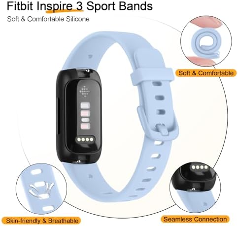 Vancle 4 Pack Bands Compatible with Fitbit Inspire 3 Bands for Women Men, Sport Silicone Adjustable Replacement Straps for Fitbit Inspire 3 Fitness Tracke