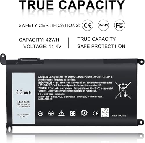 New Replacement WDX0R Laptop Battery for Dell Inspiron 15 5000 5567 5570 5565 5568 5578 7000 7560 7570 7573 7569 7579 13 5368 5378 7378 17 5765 5767 5770 Series Notebook Battery Fits 3CRH3 T2JX4 FC92N