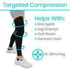 Vive Full Leg Compression Sleeves for Men & Women (Pair) - Knee, Calf, & Thigh Support Brace Wrap for Basketball, Football, Wrestling - Footless Long Running Accessories for Shin Splints (Large)