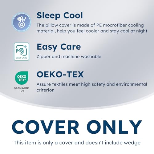 COLDHUNTER Bed Wedge Pillowcase Wedge Pillow Cover Cooling and Breathable Replacement Cover (24"x 24"x 7.5" Dark Grey)