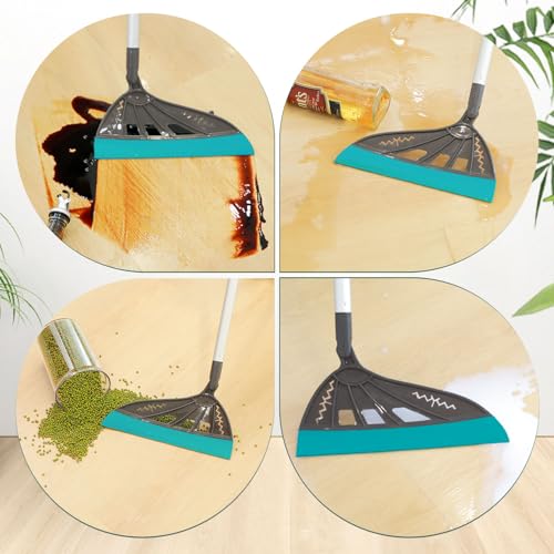 Heilo Magic Broom Sweeper, Multifunction Silicone Broom, Household Squeegee Broom for Floor Cleaning, Bathroom, pet Hair, Blue Dog Broom Brush Set (Light Grey)