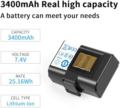 CBQ 3400mAh Upgrade Battery for Zebra Mobile Printer ZQ610 QLN320 QLN220(HC) ZQ500 ZQ510 ZQ520 ZQ521 ZQ620 ZR628 ZR638 ZQ658 ZQ668 Printers Replacement Battery,Lithium Ion.