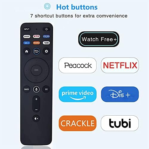 New Universal Vizio Remote XRT260 IR Replacement Fit for All Vizio V-Series, M-Series 4K HDR Smart TV Without Voice Command with Netflix, PrimeVideo, DSY+, Tubi, Watchfree, Peacock, Crackle Buttons