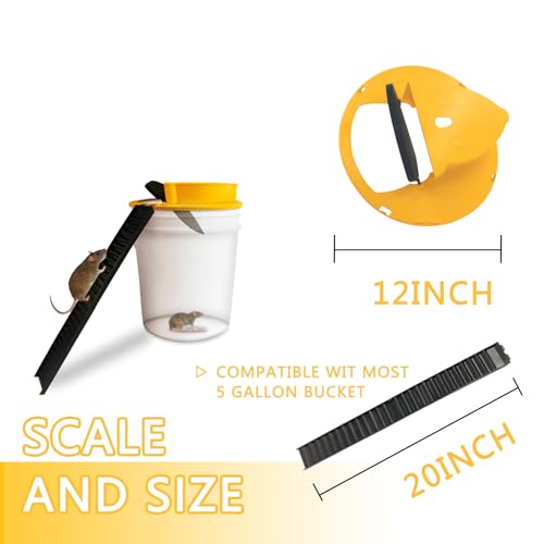 Mouse Trap Bucket Lid (4 Packs) - Flip Bucket Lid Mouse Trap, Humane Mouse/Mice/Rat Trap for Indoor/Outdoor/Garage/Patio