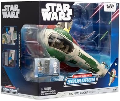 STAR WARS Micro Galaxy Squadron Boba Fett's Starship (Ep 5) - 7-Inch Vehicle with Flight Display Stand and Three 1-Inch Micro Figure Accessories