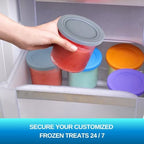 for Ninja Creami Pints and Lids-4 Pack, 16OZ Container Compatible with NC299AMZ & NC300s Series Ice Cream Makers, Extra Cups Replacement for Ninja Creamy Containers Airtight Anti-slip Dishwasher Safe