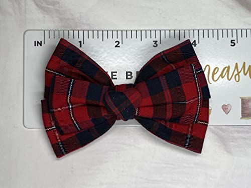 Multi Layers School Uniform Plaid Bow for Girls/Plaid button on Center/Back to School/School Uniform Accessories/Alligator Clip (Plaid 65, Heart Shape Plaid Button)
