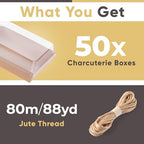 50 Pack 7x5 Charcuterie Boxes with Clear Lids - To Go Paper Charcuterie Board with Lid, Disposable Food Containers for Desserts, Cookie, Food, Chocolate Strawberry, Charcuterie Accessories