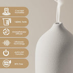 Diffuserlove Ceramic Diffuser 160ML Essential Oil Diffusers Aromatherapy Essential Oil Diffuser for Room Air Diffuser for Home Bedroom Stone Diffuser White (Size:6.8" H x 3.6" W)