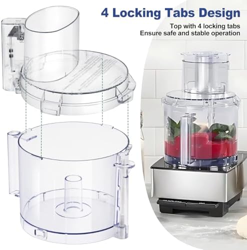DFP-14NWBCT1 Replacement Clear Food Processor Work Bowl Cover with 4 Locking Tabs, Compatible with Cuisinart Tritan food Processor Only fits Bowl DLC-005AGTXT1,Fits Model DFP-14, DFP-14BCN, DFP-14BCHN