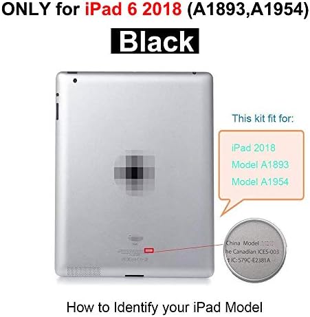 for iPad 6 (6th Gen 2018) A1893 A1954 Screen Replacement Glass Touch Digitizer Repair Kit with Home Button & Tools - Only for iPad 6 6th Generation (Black)