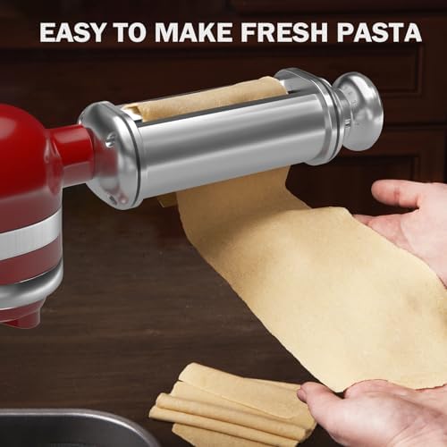 Pasta Roller for All KitchenAid Stand Mixer, Electric Dough Roller with 8 Different Thickness Adjustments, Stainless Steel Pasta Paker Attachment Kitchen Aid Accessories and Attachments
