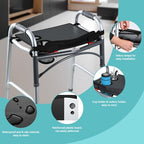 HOOMTREE Walker Tray for Folding Walker, Mobility Table Trays for Walkers for Seniors with Cup Holder,Walker Trays for Rolling Folding Walker,Walker Accessories for Elderly (Black Without Pockets)