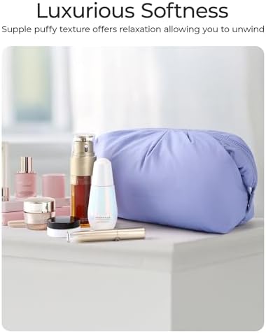 BAGSMART Makeup Bag Travel Makeup Bag, Cute Make Up Bag, Large Capacity Cosmetic Bags for Women, Wide-open Makeup Pouch Travel Essentials Toiletries Accessories Brushes (Lavender Purple)