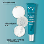 No7 Protect & Perfect Intense Advanced Serum - Anti-Aging Face Serum that Visibly Smoothes & Firms Fine Lines and Wrinkles - Formulated with Hyaluronic Acid and Matrix 3000+ Technology (1.69 Fl Oz)