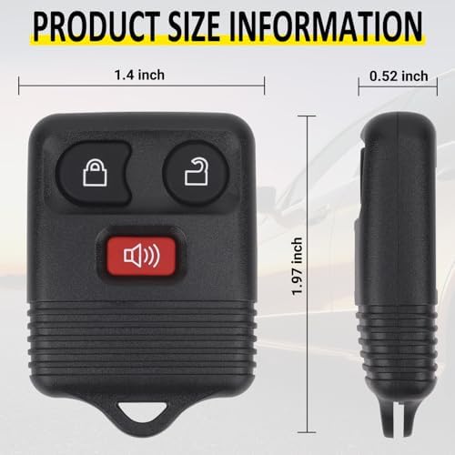 Keyless Entry Remote Key Fob Compatible with Ford F150 F250 F350 Escape Expedition Explorer Ranger, Lincoln, Mercury, Mazda and More, Replacement for CWTWB1U331 CWTWB1U345, 3 Button (Pack of 2)
