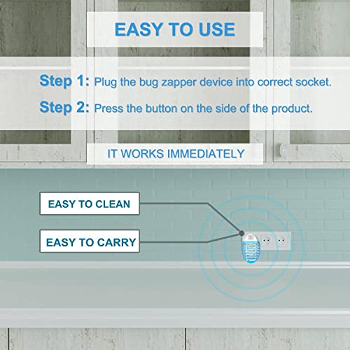 4 Packs Indoor Bug Zapper, Fly Trap for Indoors, Mosquitos Zapper, Electronic Mosquitoes Killer, Mosquito Zapper with LED Lights for Living Room, Home, Kitchen, Bedroom, Baby Room, Office