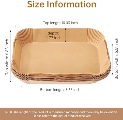 Air Fryer Parchment Paper Liners, 100Pcs Cooking Non-Stick Air Fryer Accessories, Frying Pan, Oil-proof Air Fryers for Ninja DZ201 Air Fryer Baking Roasting Microwave(8.7X5.6IN)