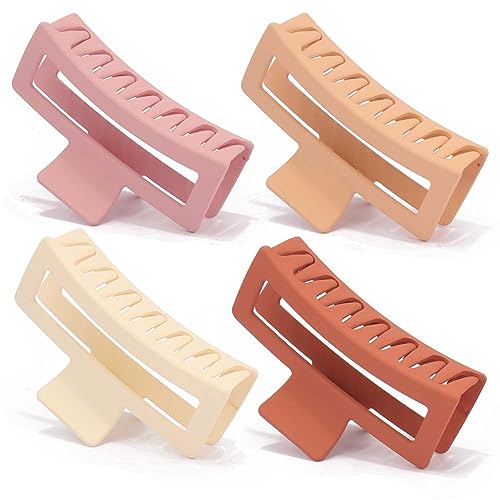 AHONEY Extra Large Claw Clips, 5 Inch XL Giant Claw Clip Strong Hold Oversized Jaw Clip, Curly Hair Clips for Thick Long Hair, Hair Accessories for Women (Warm, 4 Count)