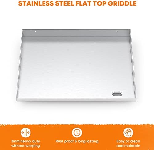 Stanbroil Stainless Steel Griddle Top for Cuisinart CGG-501 Gourmet 2-Burner Propane Gas Grill, 19.5" Griddle Replacement Top with Front Grease System