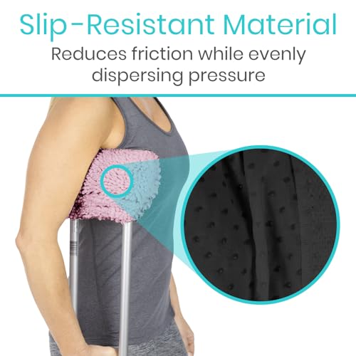 Vive Sheepskin Crutch Pads & Hand Grips for Adults, Kids, Crutches, Armpits - Accessories Knee Scooter Foot Injuries Pillow for 5ft Medical 6 feet Youth Padding Arm Underarm Folding Walking Crutches