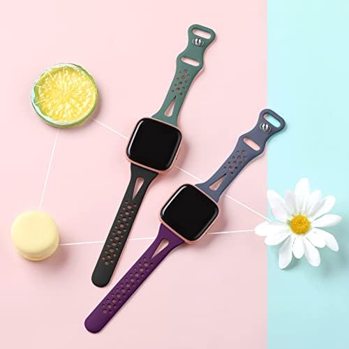 Odbeai Soft Silicone Replacement Wristbands, Slim Sport Breathable for Versa Watch Bands Compatible with Fitbit Versa 2, Versa Lite/SE, for Women Men, 4Packs
