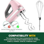 Hand Mixer Beaters Blender For KitchenAid & Hand Mixer Dough Hooks For KitchenAid Hand Mixers Whisk Attachment KHMPW Stainless Steel Egg Beater/Whisk Attachment for Kitchen Hand Mixer Accessories,3PCS