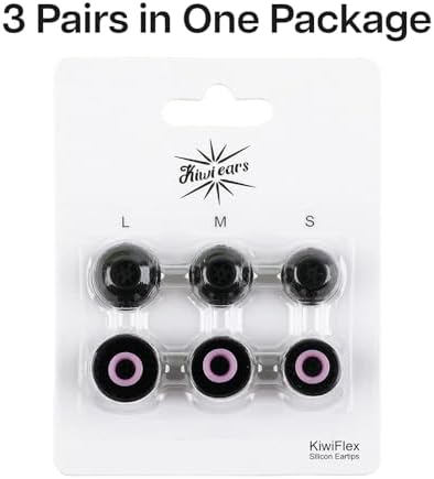 Linsoul Kiwi Ears Flex Earbud Tips, Replacement Silicone IEM Tips, 3 Pairs, S/M/L Size, for KZ ZS10 Pro 2, SuperMix 4,Hype4,Orchestra Lite, Cadenza Wired/Wireless Earphones (Black)